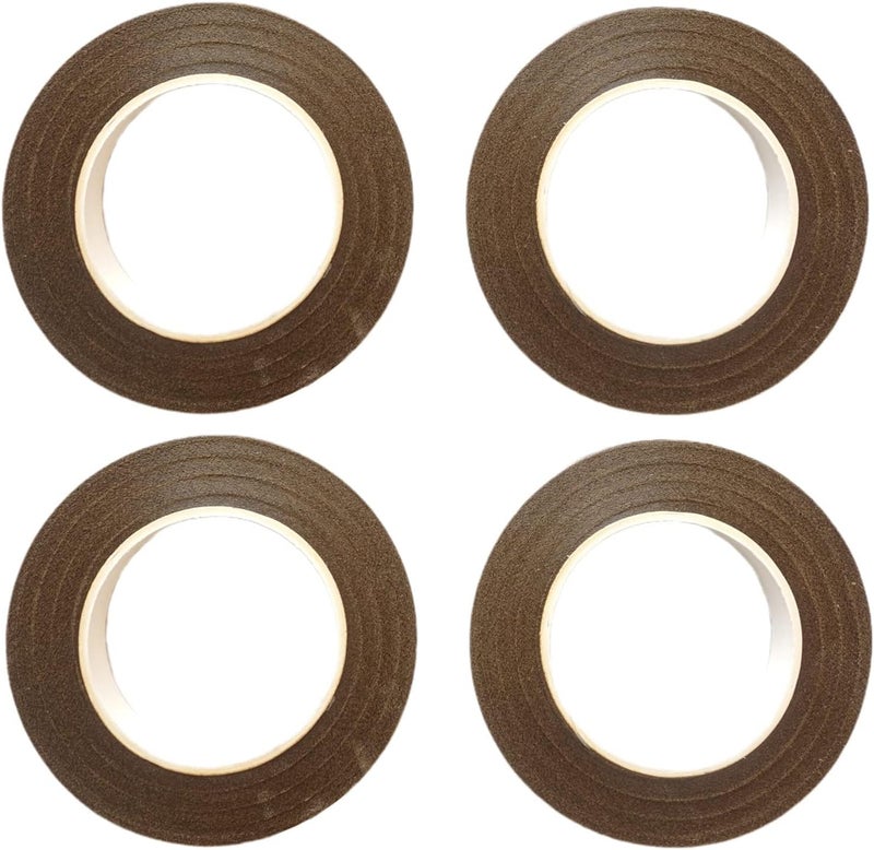 Transun Moo 4 Rolls 1/2 Inch Floral Tapes Florist Wraps for Bouquet Stem and Flowers Making Craft Projects (30 Yards, Brown) - Image 1